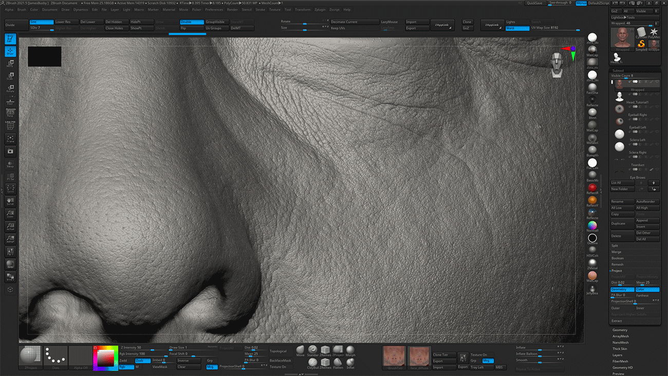 Skin texture in Zbrush
